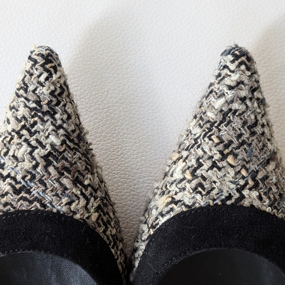 Gunmetal Tweed Pointed Heels Vero Cuoio Made In Italy Sz 36 1/2 Us 6.5 - Picture 7 of 13
